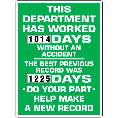 Safety Scoreboard Tracking your Companies Safety Record - Safety Signs, Labels & Tags